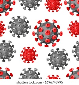 Nahtloses Muster mit dem Coronavirus-Molekül Covid-19. Illustration des neuen Virus-Symbols. Globale Pandemie.