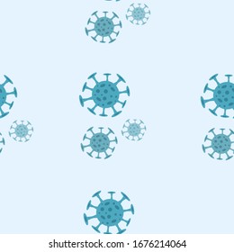 Seamless pattern with coronavirus virus in 2020. World Coronavirus Cell China Influenza Respiratory Coronavirus Pathogen China