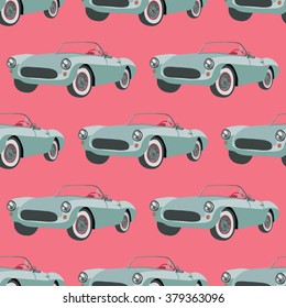 Seamless pattern with Corvette  car. Vector illustrations vintage car svg