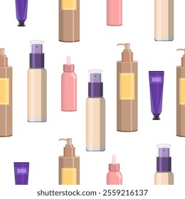 
Seamless pattern cosmetic cream on a white background.Vector pattern for packaging,textiles,fashionable cosmetic designs.