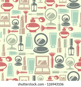 Seamless pattern with cosmetic icons
