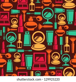 Seamless pattern with cosmetic icons