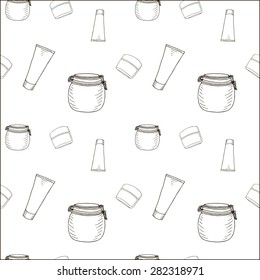 Seamless pattern with cosmetic jars