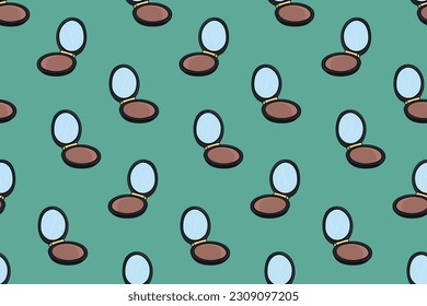 Seamless pattern with cosmetic makeup case with a mirror doodle vector
