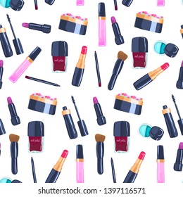 Seamless pattern with cosmetic products.