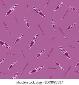 Seamless pattern cosmetics elements, mascara, mascara nrush