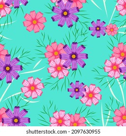 seamless pattern with cosmos flowers