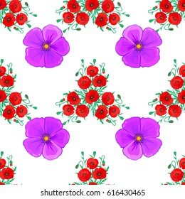 Seamless pattern with cosmos flowers.