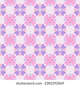 Seamless Pattern Cottage in cute cozy style pastel color. Design for tile, flooring, interior, fabric, dish, kitchenware. Vector.