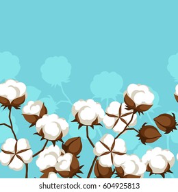Seamless pattern with cotton bolls and branches.