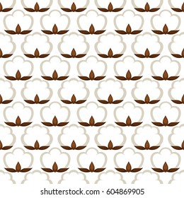Seamless pattern with cotton bolls. Stylized illustration.