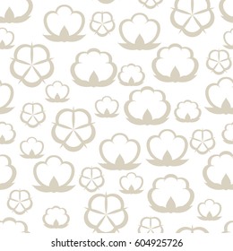 Seamless pattern with cotton bolls. Stylized illustration.