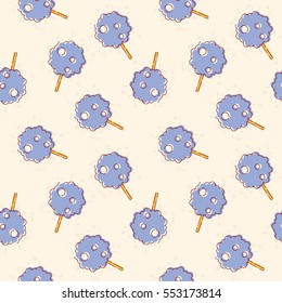 Seamless pattern cotton candy white Flat vector cartoon illustration. Objects isolated on a white background.