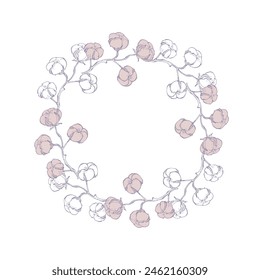 Seamless pattern with cotton. Patterns with flower plant. Cotton pattern for the print. Vector illustration