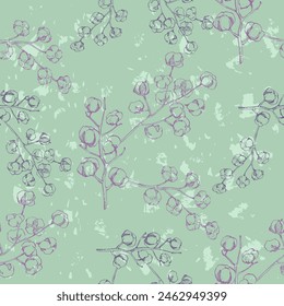 Seamless pattern with cotton. Patterns with flower plant. Cotton pattern for the print. Vector illustration