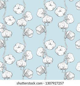 Seamless pattern of cotton plant