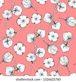 Seamless pattern of cotton plant