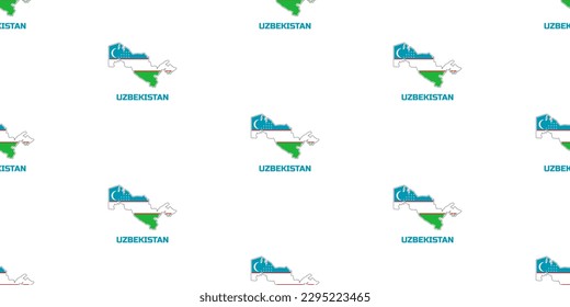 Patrón sin fisuras del mapa del país de UZBEKISTÁN en los colores de la bandera de UZBEKISTÁN.   Con la leyenda del nombre del país "UZBEKISTÁN".