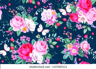 Seamless pattern with country roses