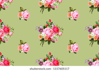 Seamless pattern with country roses