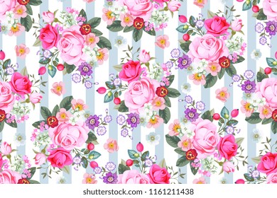 Seamless pattern with country roses