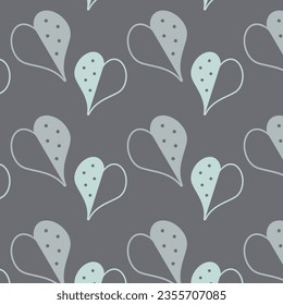 Seamless pattern with couple hearts on grey background. Background for banner, print for wallpaper, wrapping paper, textile industry