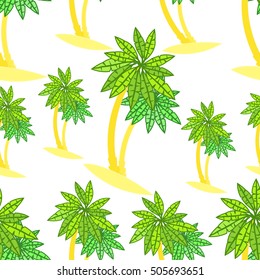 seamless pattern couple of palm trees on the island vector illustration