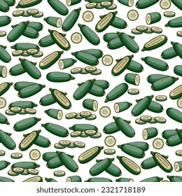 Seamless pattern with Cousa or Kousa squash or Magda squash. Summer squash. Cucurbita moschata. Fruits and vegetables. Clipart. Vector illustration isolated on transparent background.
