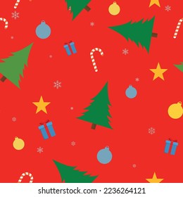 seamless pattern cover Christmas motif in red color background vector illustration EPS10