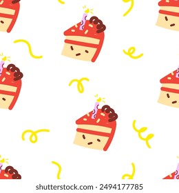 seamless pattern covered cakes with candle. Template for Notebook covers, pattern for wallpapers, textile or for cafe, bakery. hand-drawn vector elements. Cute sweet food. World chocolate day