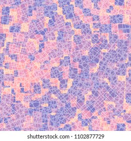 A seamless pattern covered with a chaotic network. The texture is made up of multi-colored spots. Camouflage is for dudes.
