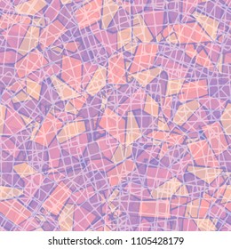 Seamless pattern covered with mesh pieces. Multi-colored texture. Fashionable camouflage.