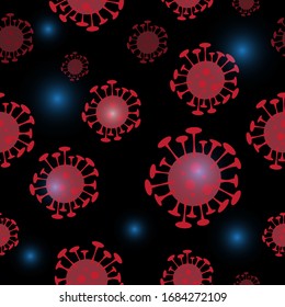 Seamless pattern with Covid19 (2019 MERS-nCoV Middle East Respiratory Corona virus Syndrome-Novel Corona virus)
