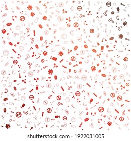 Seamless Pattern With COVID-19 ICON Stock Vector, in gradient color and white background with mini doodle (icon). Vector Illustration