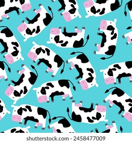 seamless pattern with cow. background for textile, stationery, pajamas, kids, socks and other design.