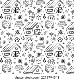 Seamless pattern with cow black color