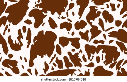 Seamless pattern with cow felt print on white background. Splash effect of paint, crackle, cracked paint. Stock illustration for web, print, background, wallpaper, textile, wrapping paper, scrapbooking