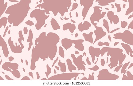 Patrón sin foco con huella de vaca impresa sobre fondo blanco. Efecto salpicado de pintura, chispa, pintura rota. Ilustración bursátil para web, impresión, fondo, papel tapiz, textil, papel envolvente, escritura