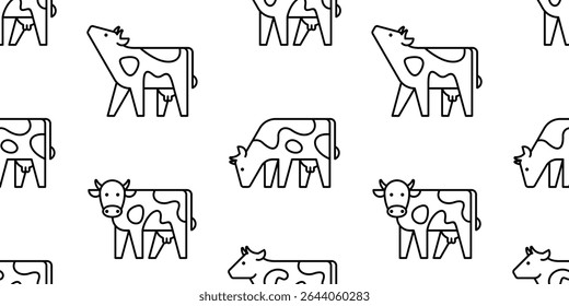 Seamless pattern with Cow logo. isolated on white background
