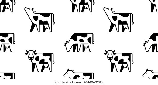 Seamless pattern with Cow logo. isolated on white background