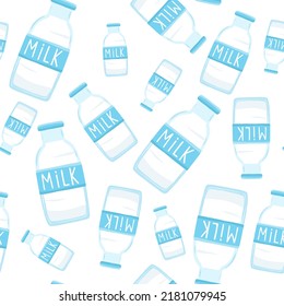 Seamless pattern with cow milk bottle