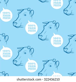 Seamless Pattern with cow. Perfect design for farming industry, original packaging and other types of bio product business. Modern business identity for bio products and agricultural industry.