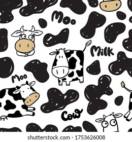 Seamless Pattern With Cow, Symbol New Year 2021