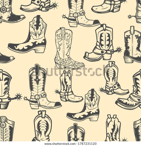 Seamless Pattern Cowboy Boots Design Element Stock Vector (Royalty Free