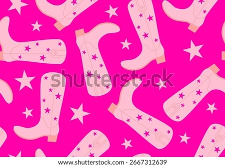 Seamless pattern with Cowboy fashion elements. Cowgirl boots. Cowboy western and wild west theme. Rodeo design. Country music