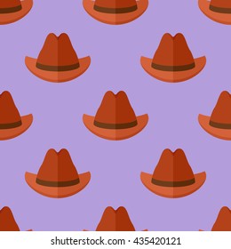 Seamless pattern with cowboy hat. Vector texture.