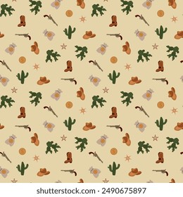 Seamless pattern with cowboys. Design for fabric, textile, wallpaper, packaging.	
