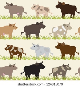 Seamless pattern with cows