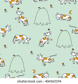 Seamless pattern with cows.