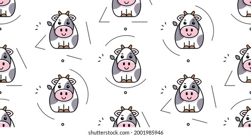 Seamless pattern with cows. Icon design. Template elements